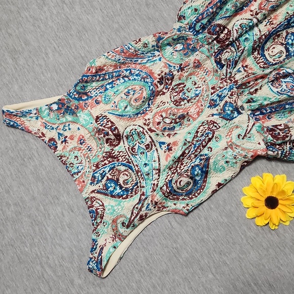 Y2K Xhilaration Paisley Print Lacey Sleeveless Summer Mini Tank Dress - Picture 3 of 14